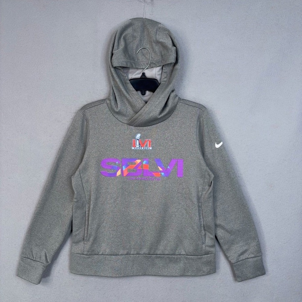Nike Hoodie Womens Small Gray Super Bowl LVI Los Angeles Graphic Sporty